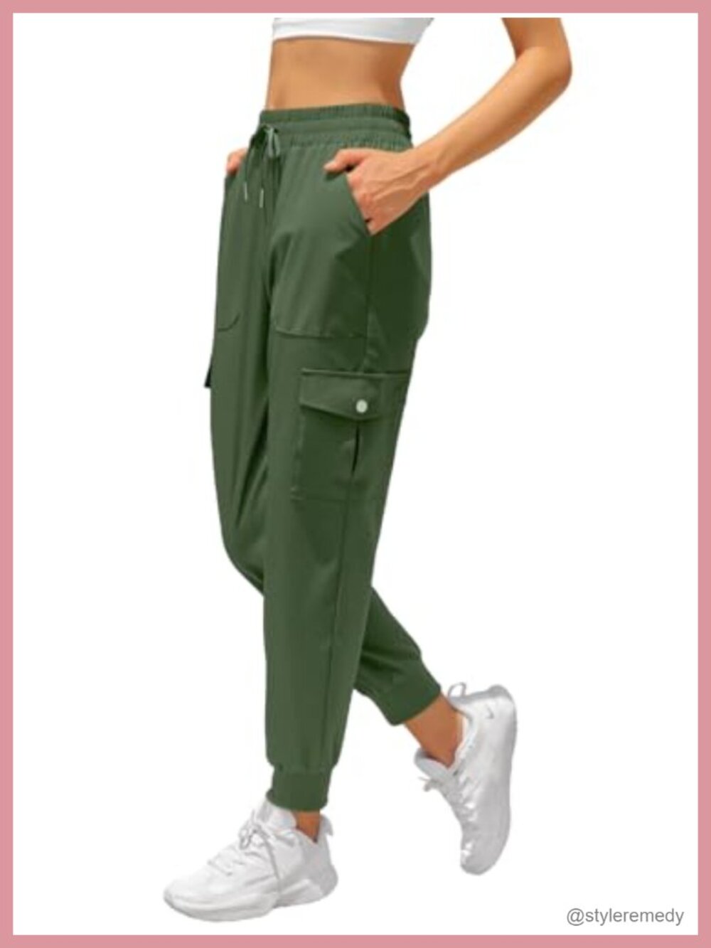 High Waisted Cargo Pants for Women Lightweight Hiking Joggers Drawstring